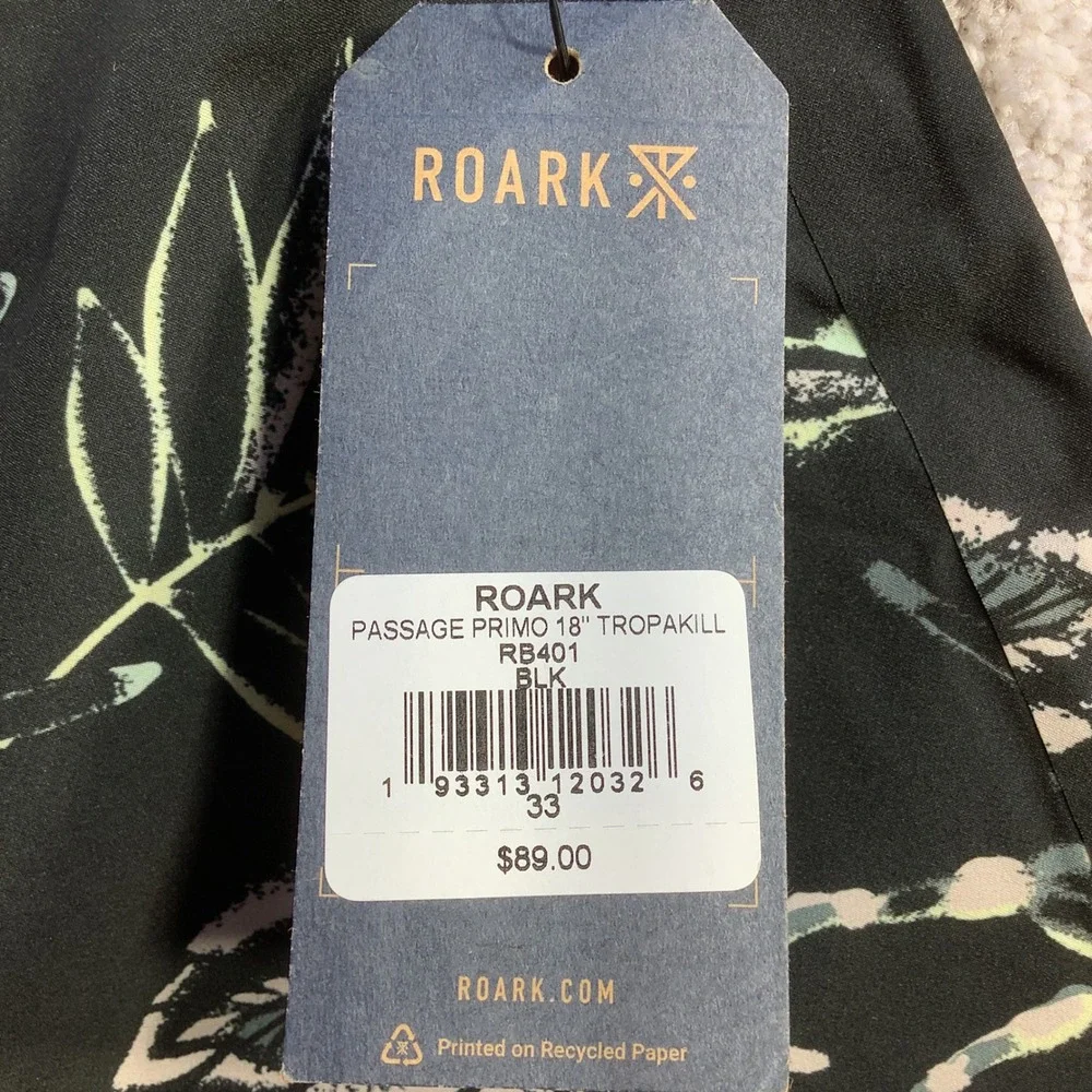 Roark Mens Passage Primo Tropakill Board Shorts‎ Black Green RB401 Size 33 NWT
